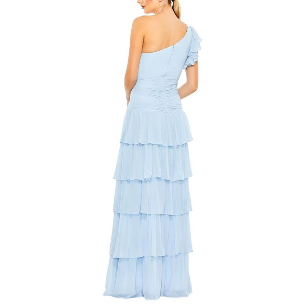 Mac Duggal Womens  Ruffle Tiered One Flutter Sleeve Gown - Picture 2 of 4